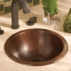 Native Trails Paloma 14" Round Copper Bathroom Sink, Antique Copper, CPS259