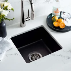 Native Trails Reveler 16" Square Fireclay Bar/Prep Sink, Gunmetal, PMB1515-M