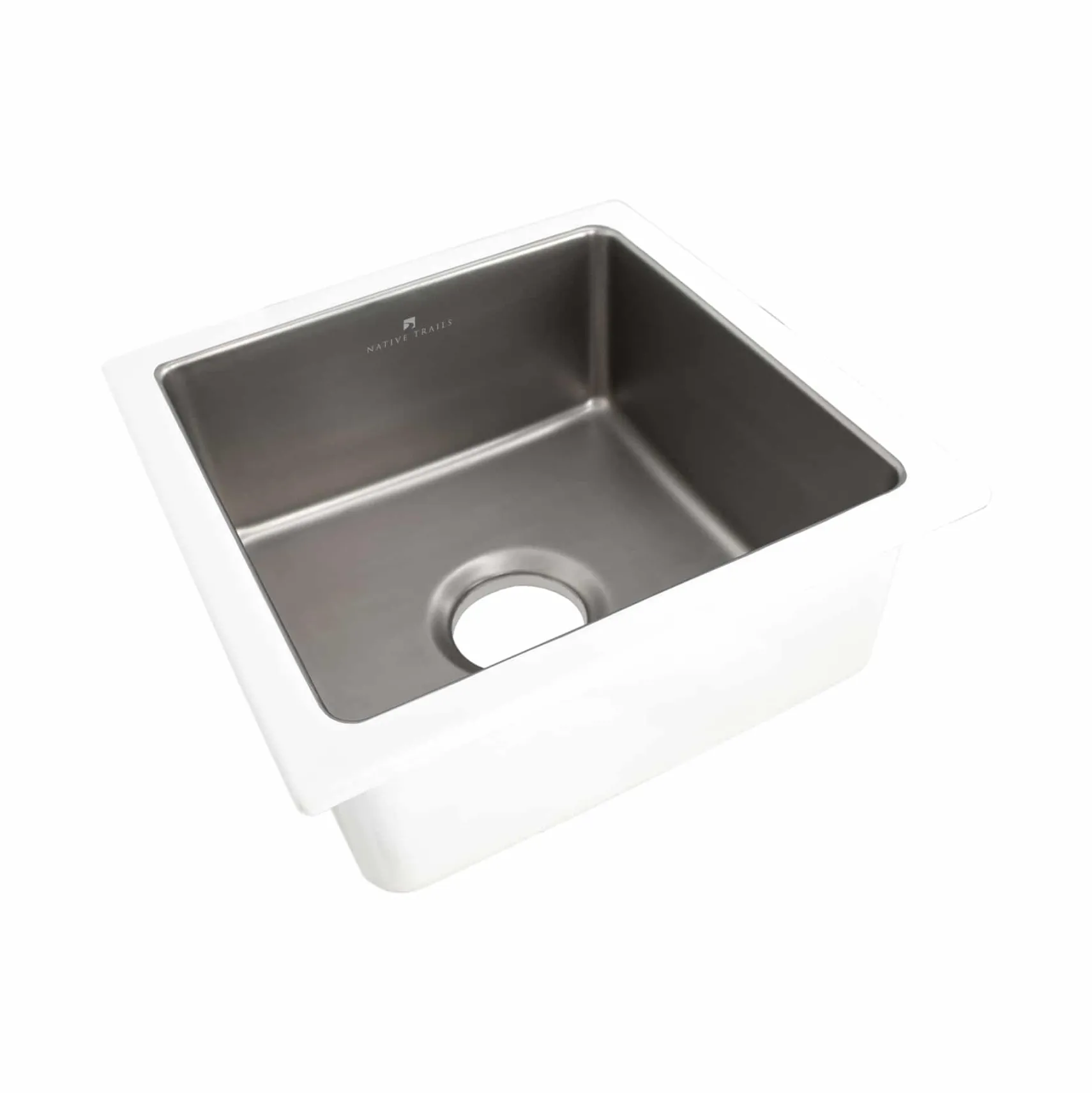Native Trails Reveler 16" Square Fireclay Bar/Prep Sink, Platinum, PMB1515-P