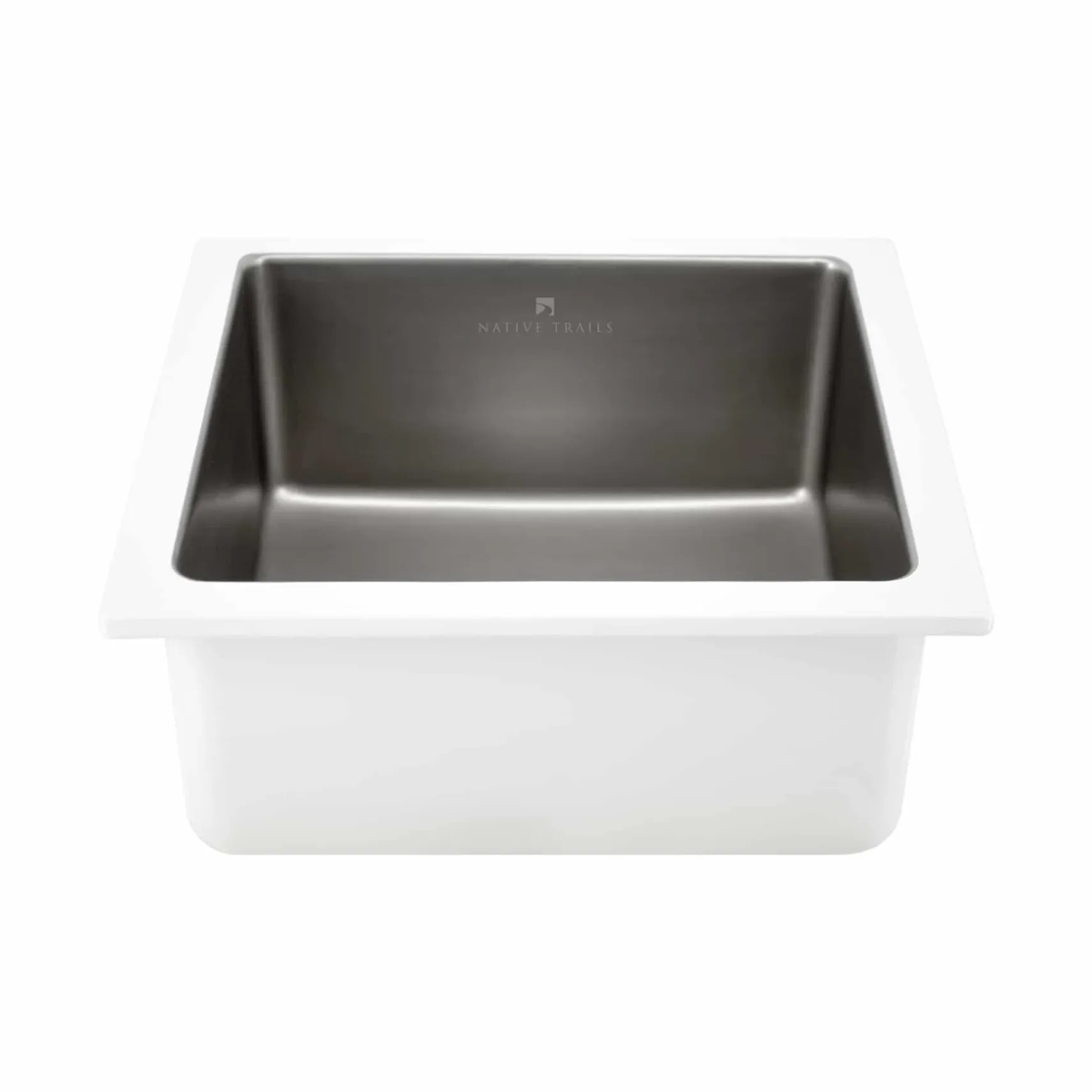 Native Trails Reveler 16" Square Fireclay Bar/Prep Sink, Platinum, PMB1515-P