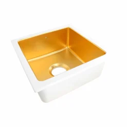 Native Trails Reveler 16" Square Fireclay Bar/Prep Sink, Matte Gold, PMB1515-G