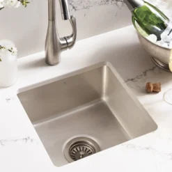 Native Trails Reveler 16" Square Fireclay Bar/Prep Sink, Silver, PMB1515-S