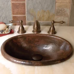 Native Trails Rolled Baby Classic 16" Oval Copper Bathroom Sink, Antique Copper, CPS239