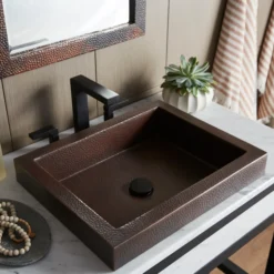 Native Trails Tatra 20" Rectangle Copper Bathroom Sink, Antique Copper, CPS246