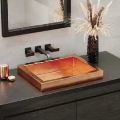 Native Trails Tatra 20" x 16" Rectangle Drop In Copper Bathroom Sink, Polished Copper, CPS446