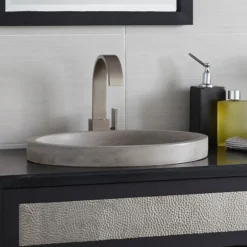 Native Trails Tolosa 19" Oval NativeStone Concrete Bathroom Sink, Ash, NSL1916-A