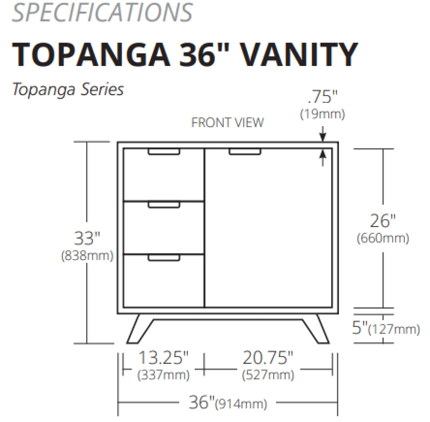 Native Trails Topanga 36" Freestanding Vanity Base, VNA361