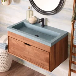 Native Trails Trough 3619 36" x 19" Drop In NativeStone Concrete ADA Bathroom Sink, Ocean, NSL3619-O