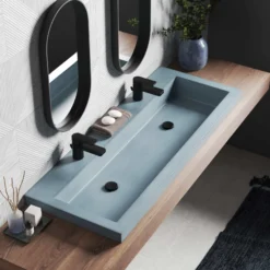 Native Trails Trough 4819 48" x 19" Drop In NativeStone Concrete ADA Bathroom Sink, Ocean, NSL4819-O