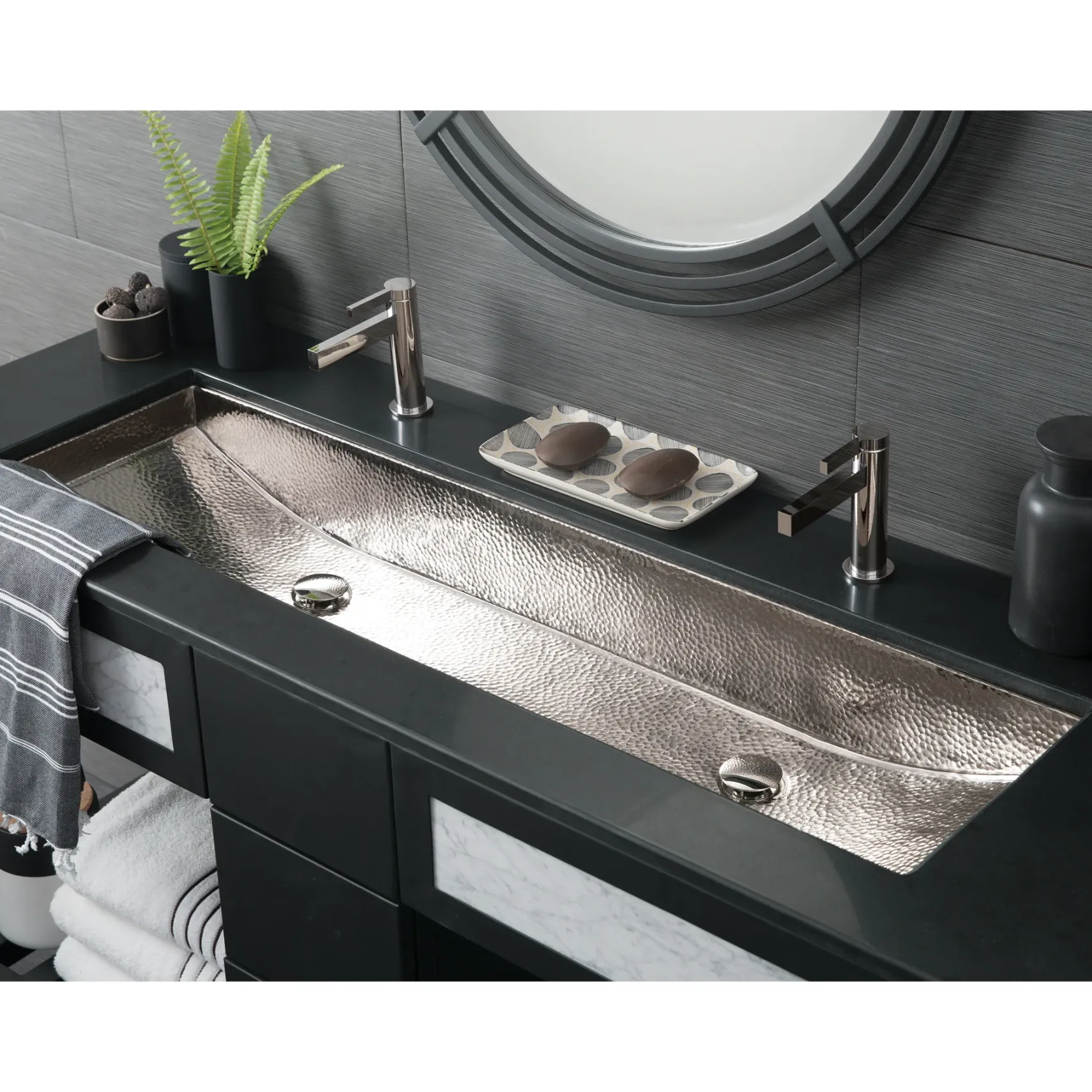 Native Trails Trough 48" Rectangle Nickel Bathroom Sink, Polished Nickel, CPS808
