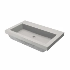 Native Trails Trough 30" Rectangle NativeStone Concrete Bathroom Sink, No Faucet Hole, Ash, NSL3019-AX