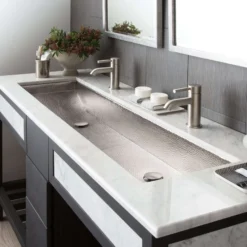 Native Trails Trough 48" Rectangle Nickel Bathroom Sink, Brushed Nickel, CPS508