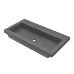 Native Trails Trough 36" Rectangle NativeStone Concrete Bathroom Sink, No Faucet Hole, Slate, NSL3619-SX
