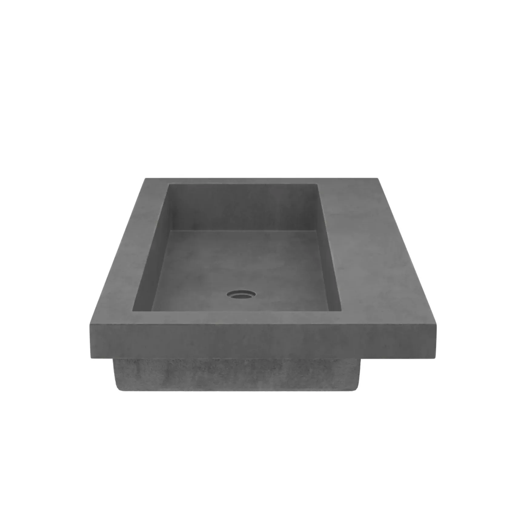 Native Trails Trough 36" Rectangle NativeStone Concrete Bathroom Sink, No Faucet Hole, Slate, NSL3619-SX