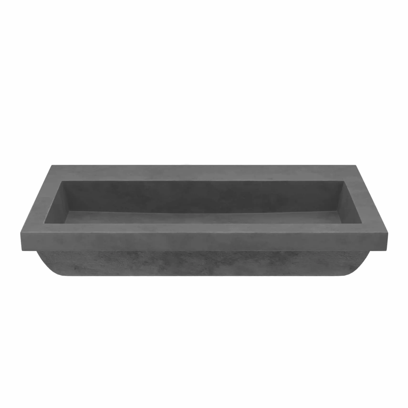 Native Trails Trough 36" Rectangle NativeStone Concrete Bathroom Sink, No Faucet Hole, Slate, NSL3619-SX