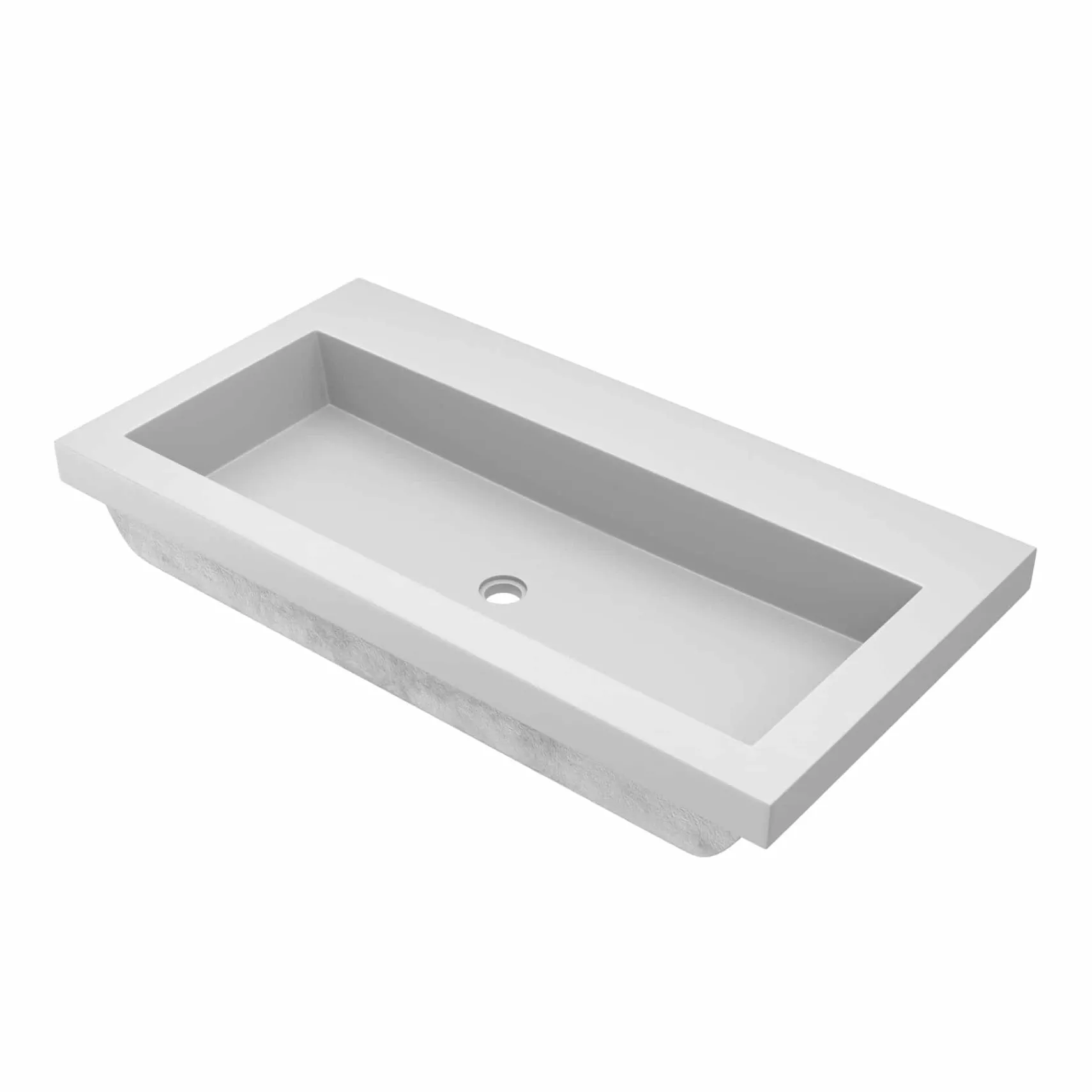 Native Trails Trough 36" Rectangle NativeStone Concrete Bathroom Sink, No Faucet Hole, Pearl, NSL3619-PX
