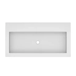 Native Trails Trough 36" Rectangle NativeStone Concrete Bathroom Sink, No Faucet Hole, Pearl, NSL3619-PX
