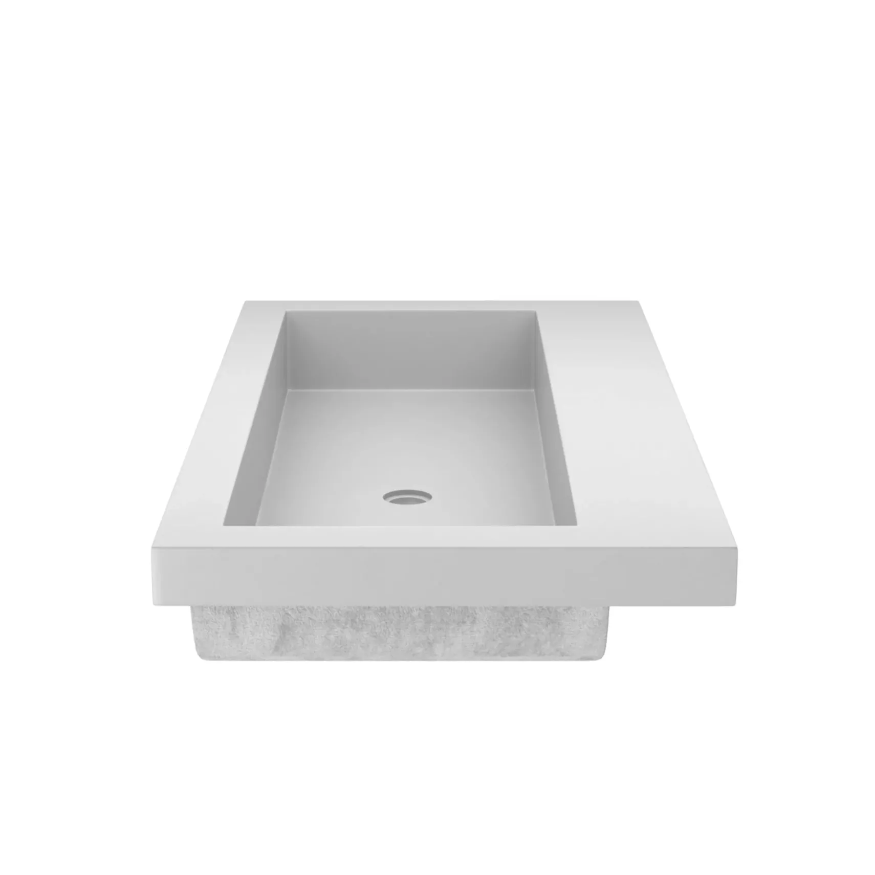 Native Trails Trough 36" Rectangle NativeStone Concrete Bathroom Sink, No Faucet Hole, Pearl, NSL3619-PX