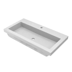 Native Trails Trough 36" Rectangle NativeStone Concrete Bathroom Sink, 1 Faucet Hole, Pearl, NSL3619-P