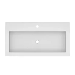 Native Trails Trough 36" Rectangle NativeStone Concrete Bathroom Sink, 1 Faucet Hole, Pearl, NSL3619-P