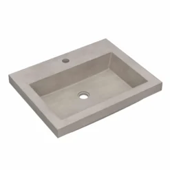 Native Trails Trough 24" Rectangular Drop-In NativeStone Concrete Bathroom Sink, Ash, NSL2419-A