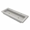 Native Trails Trough 48" Rectangle NativeStone Concrete Bathroom Sink, 2 Faucet Holes, Ash, NSL4819-A