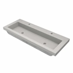 Native Trails Trough 48" Rectangle NativeStone Concrete Bathroom Sink, 2 Faucet Holes, Ash, NSL4819-A