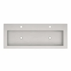 Native Trails Trough 48" Rectangle NativeStone Concrete Bathroom Sink, 2 Faucet Holes, Ash, NSL4819-A
