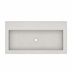 Native Trails Trough 36" Rectangle NativeStone Concrete Bathroom Sink, No Faucet Hole, Ash, NSL3619-AX