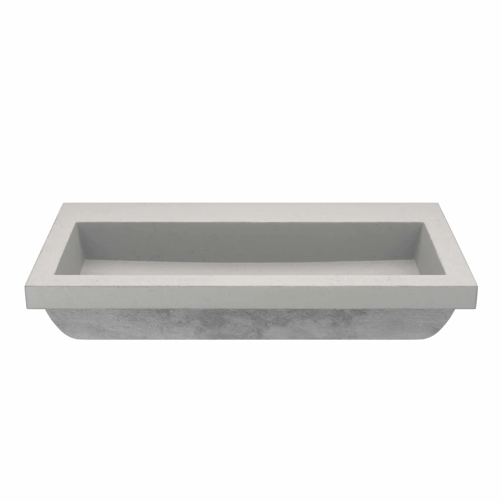 Native Trails Trough 36" Rectangle NativeStone Concrete Bathroom Sink, No Faucet Hole, Ash, NSL3619-AX