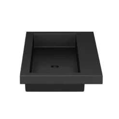 Native Trails Trough 36" Rectangle NativeStone Concrete Bathroom Sink, No Faucet Hole, Charcoal, NSL3619-CX