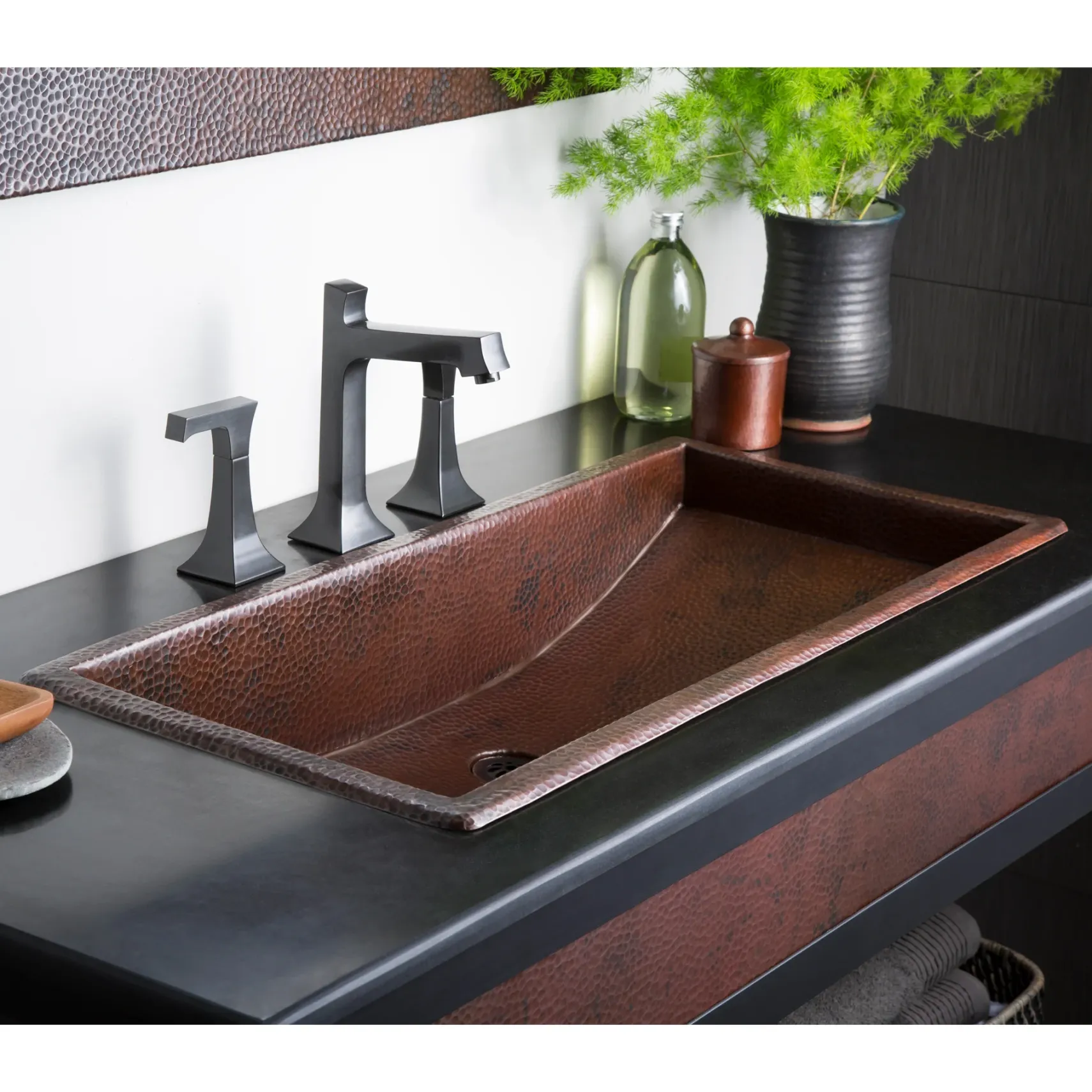 Native Trails Trough 36" Rectangle Copper Bathroom Sink, Antique Copper, CPS206