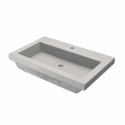 Native Trails Trough 30" Rectangle NativeStone Concrete Bathroom Sink, 1 Faucet hole, Ash, NSL3019-A