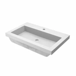 Native Trails Trough 30" Rectangle NativeStone Concrete Bathroom Sink, 1 Faucet Hole, Pearl, NSL3019-P