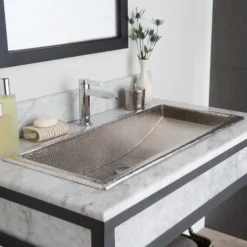 Native Trails Trough 30" Rectangle Nickel Bathroom Sink, Brushed Nickel, CPS500