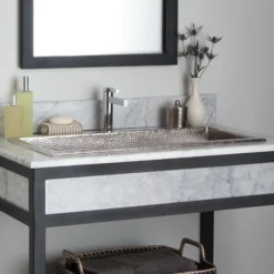 Native Trails Trough 30" Rectangle Nickel Bathroom Sink, Brushed Nickel, CPS500