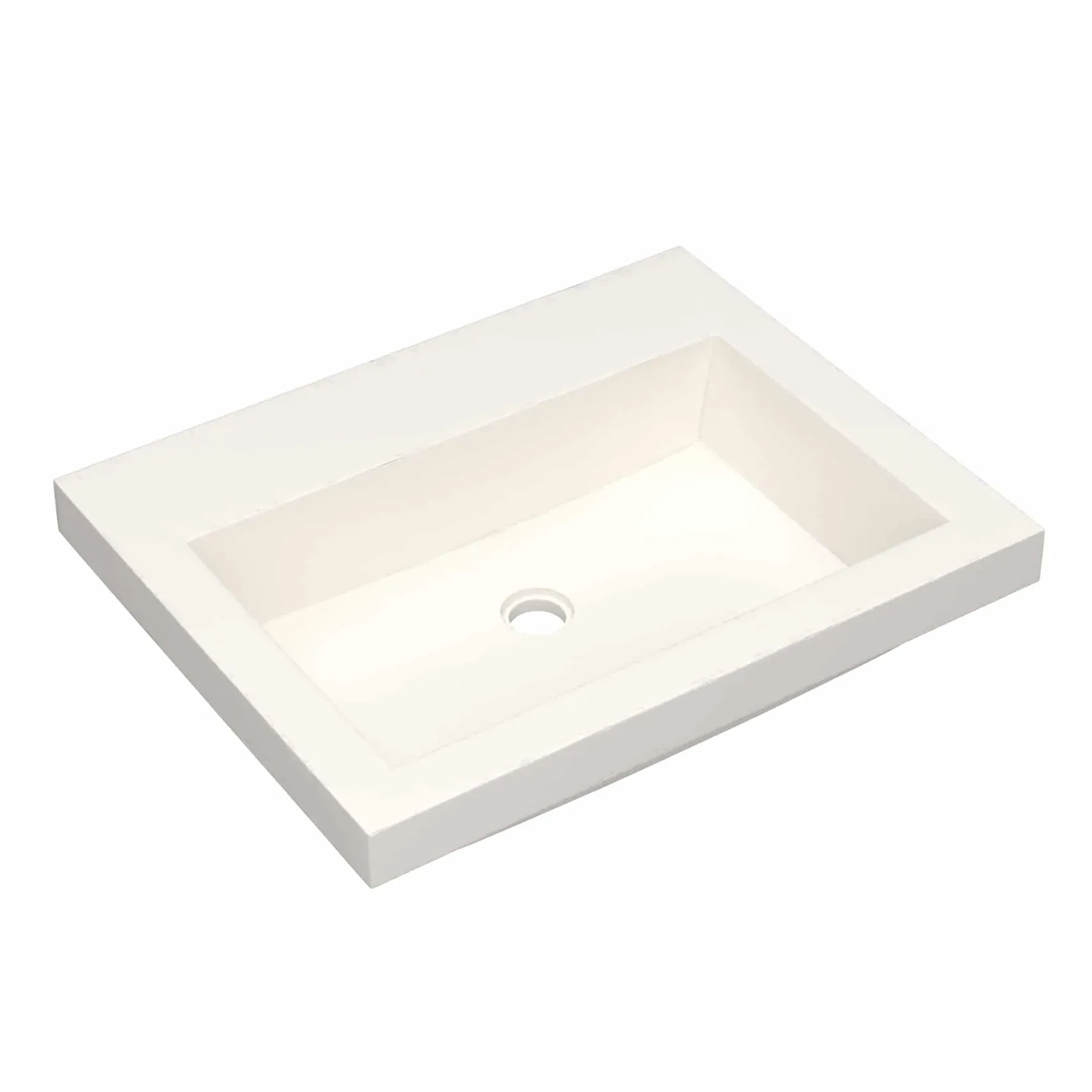 Native Trails Trough 24" Rectangular Drop-In NativeStone Concrete Bathroom Sink, Pearl, No Faucet Hole, NSL2419-PX