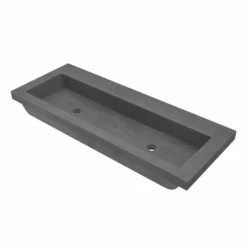 Native Trails Trough 48" Rectangle NativeStone Concrete Bathroom Sink, No Faucet Hole, Slate, NSL4819-SX