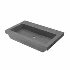 Native Trails Trough 30" Rectangle NativeStone Concrete Bathroom Sink, No Faucet Hole, Slate, NSL3019-SX
