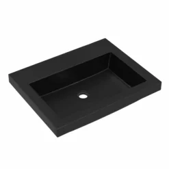 Native Trails Trough 24" Rectangular Drop-In NativeStone Concrete Bathroom Sink, Charcoal, No Faucet Hole, NSL2419-CX