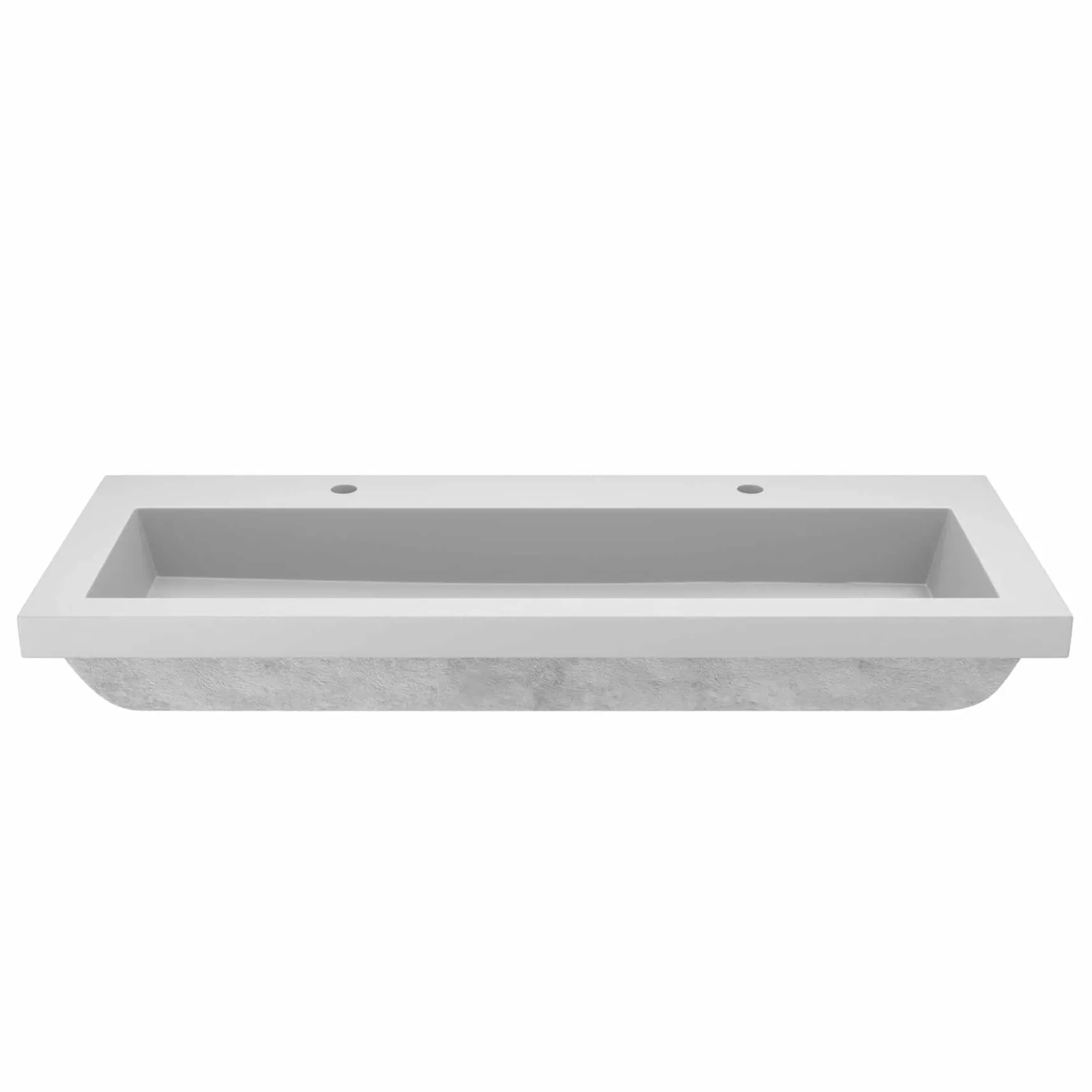 Native Trails Trough 48" Rectangle NativeStone Concrete Bathroom Sink, 2 Faucet Holes, Pearl, NSL4819-P