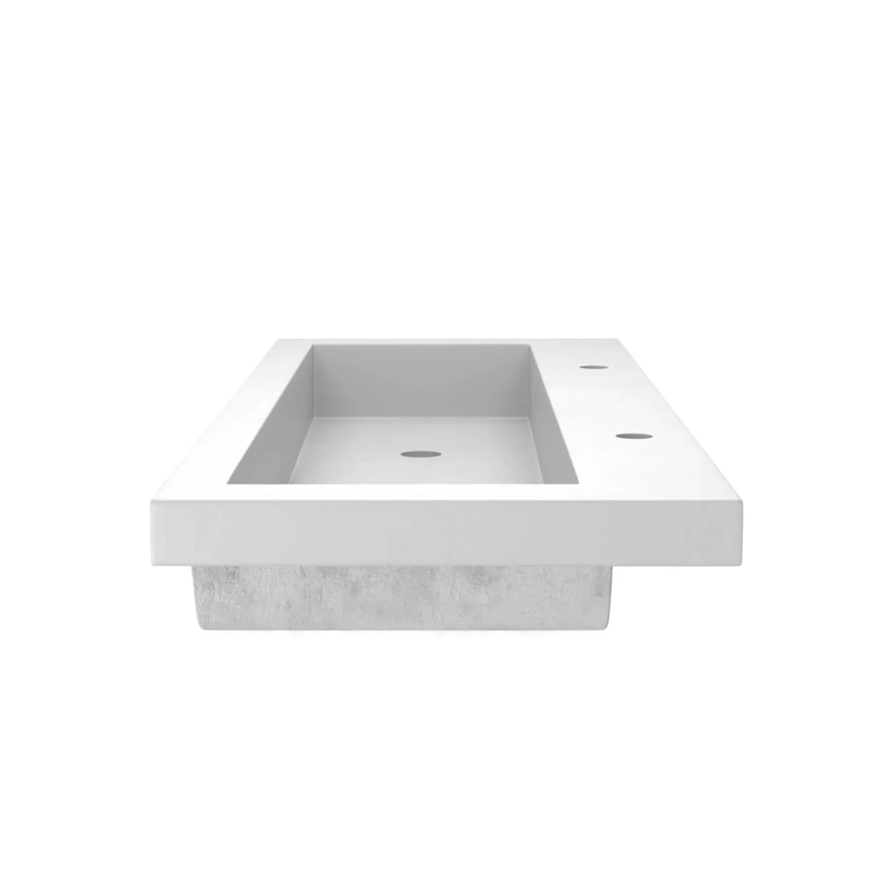 Native Trails Trough 48" Rectangle NativeStone Concrete Bathroom Sink, 2 Faucet Holes, Pearl, NSL4819-P