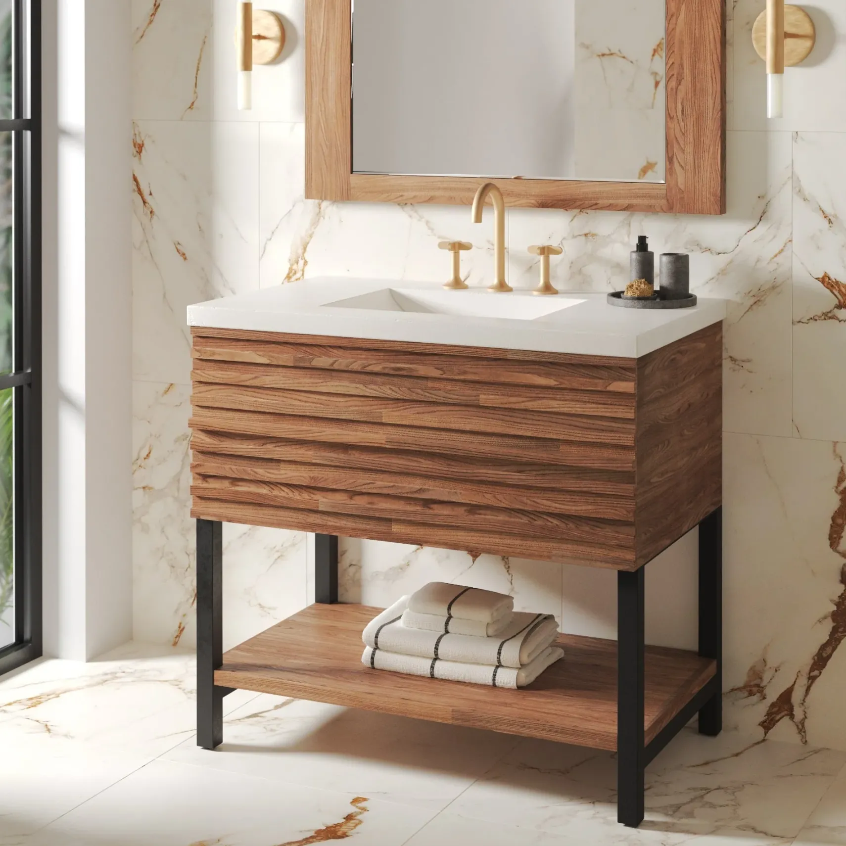 Native Trails Winemaker 36" Freestanding Reclaimed Wood Vanity Base in Cask Oak, VNM361