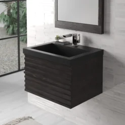 Native Trails Winemaker 24" Floating Wall-Mount Reclaimed Wood Vanity Base in Charred Oak, VNM108