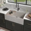 Native Trails Concierge 33" NativeStone Concrete Workstation Farmhouse Kitchen Sink, Ash, NSKG3318-A
