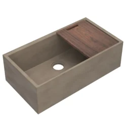 Native Trails Concierge 33" NativeStone Concrete Workstation Farmhouse Kitchen Sink, Earth, NSKG3318-E