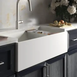 Native Trails Concierge 33" NativeStone Concrete Workstation Farmhouse Kitchen Sink, Pearl, NSKG3318-P