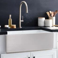 Native Trails Dreamer 30" Fireclay Farmhouse Sink, Silver, PMK3018-S