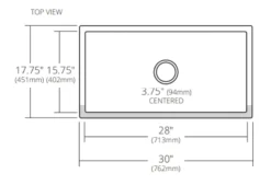 Native Trails Dreamer 30" Fireclay Farmhouse Sink, Silver, PMK3018-S