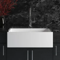 Native Trails Dreamer 30" Fireclay Farmhouse Kitchen Sink, White, FRK3018-W